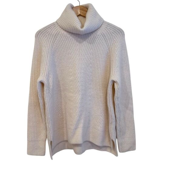 Madewell Mercer Turtleneck Ribbed Knit Relaxed Fit Sweater in Antique Cream - Picture 3 of 8
